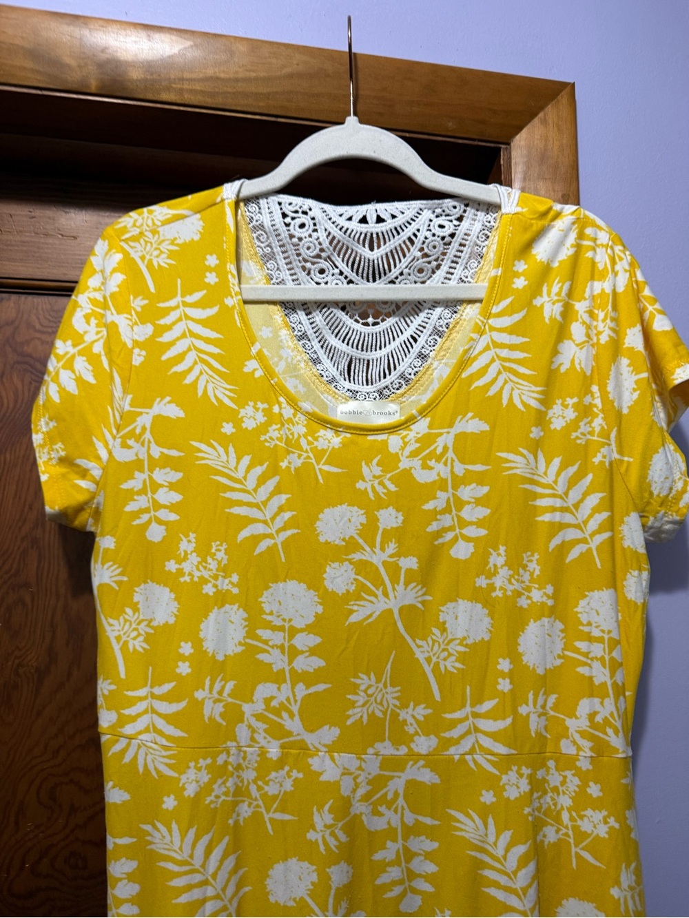 Bobbie Brooks Yellow Floral Lace-Back Midi Dress - Picture 5 of 8